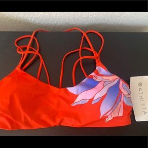 Athleta strappy floral vintage swim suit top size medium